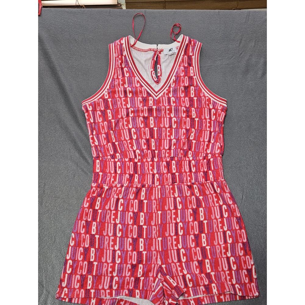 Juicy Couture Romper Womens Medium Pink Terry Cloth Logo Romper By Juicy Couture - Picture 1 of 9